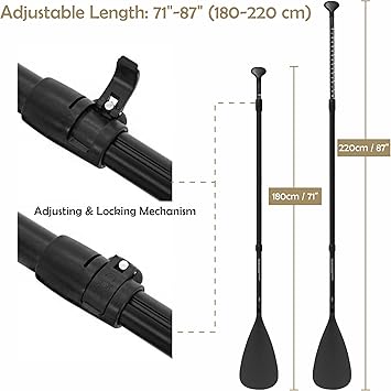 3-Piece, offering custom control and stability for beginners and experts alike,  Full Carbon Fiber Kayak Paddle - Ultra Lightweight