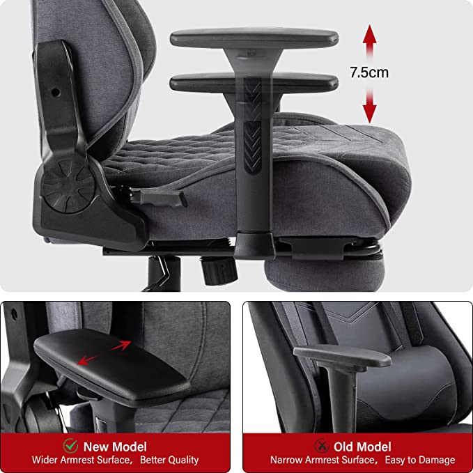 Gaming Chair with Massager Lumbar Support and Retractible Footrest, High Back Ergonomic Racing Style Computer Leather Executive Office Swivel Chairs Adjustable Armrests and Backrest