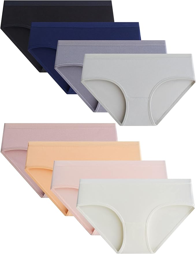 Made with a blend of 92% cotton and 8% elastane, these teen girl underwear pieces provide breathability and just the right amount of stretch,  Girls Underwear Cotton Panties Briefs Solid Color Pack