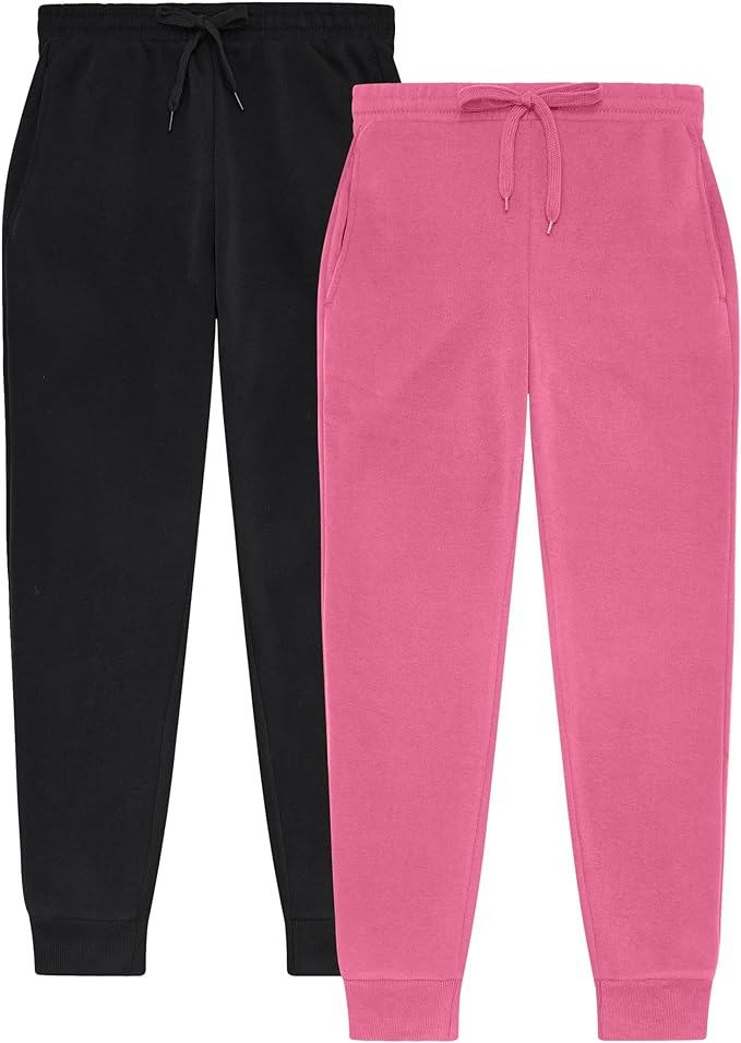 Sold as a set of 2 pairs of girls jogging pants in 2 colorways. Each package includes 2 pairs of fleece sweatpants for girls