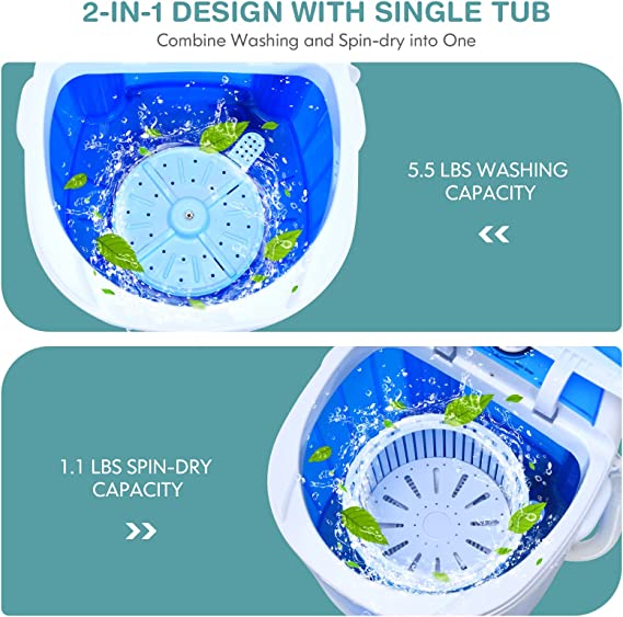 Portable Washing Machine, Mini Washer and Dryer Combo, 5.5lbs Washing Capacity