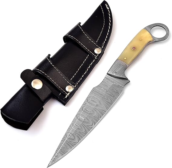 Made of Original Leather for Convenient Carry and Shows the Art of Traditional- 11 inch Hunting Knife Bone Handle with sheath EV-1006