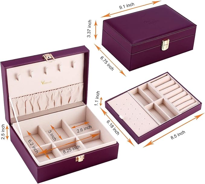 stain resistant and can be cleaned by wiping it gently with a wet cloth. Constructed with wooden frame, sturdy and durable and have long service time. Box Organizer, Large PU Leather Jewellery Organizers Travel Display with Removable Tray