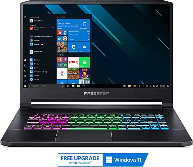 Acer Predator Triton 500 PT515-51-765U Gaming Laptop, Intel Core i7-8750H, Overclockable GeForce RTX 2080 with MAX-Q Design, 15.6