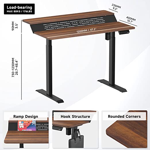 48 Inch Sit Stand Up Desk 2 Tiers with USB Charging Ports,Height Adjustable Electric Standing Desk