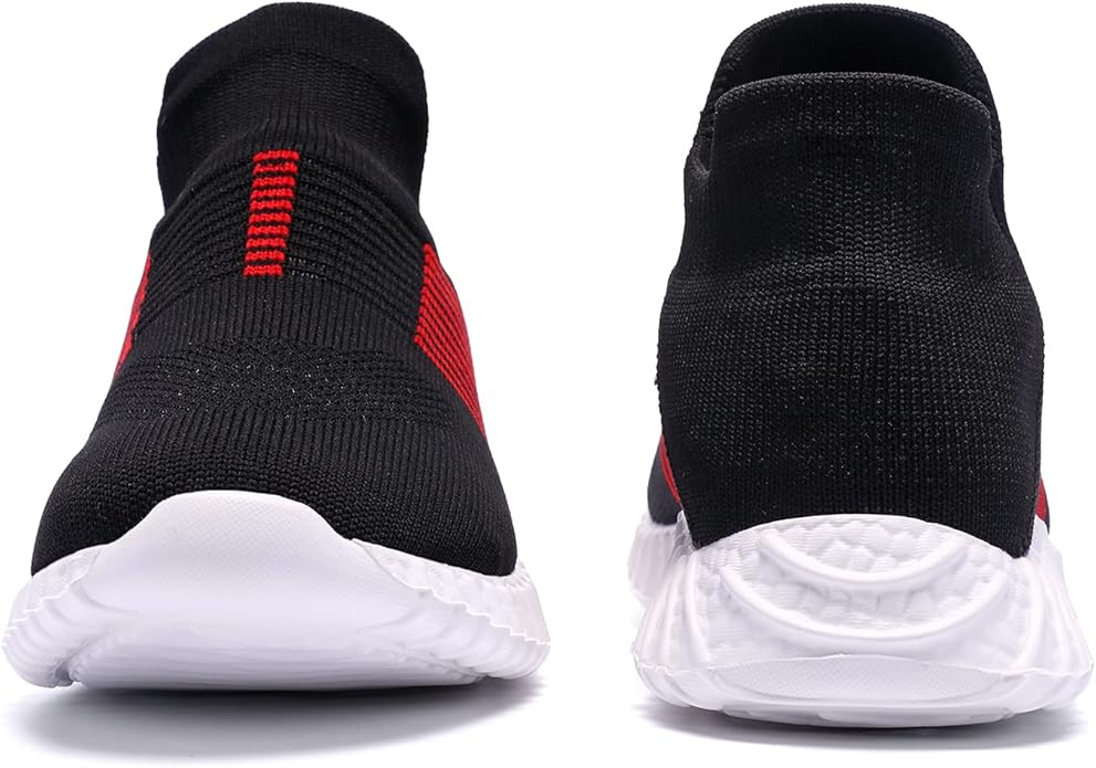 slip-resistant design and solid EVA sole cover high impact zones for durability with less weight, Breathable Lightweight Athletic Running Walking Slip On Sneakers
