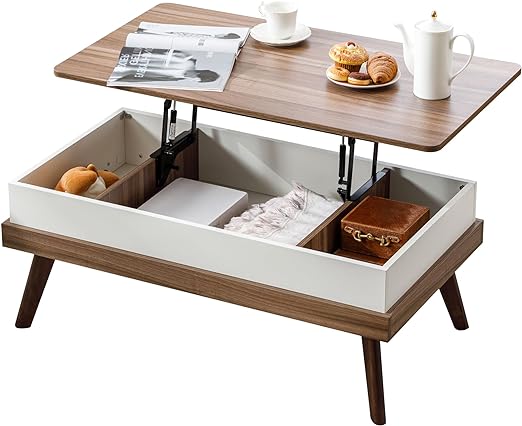solid wood legs and high-strength particle board ensures that the table is stable and sturdy,Fully Assembled with Hidden Storage Compartment Modern Rising Tabletop Dining Table