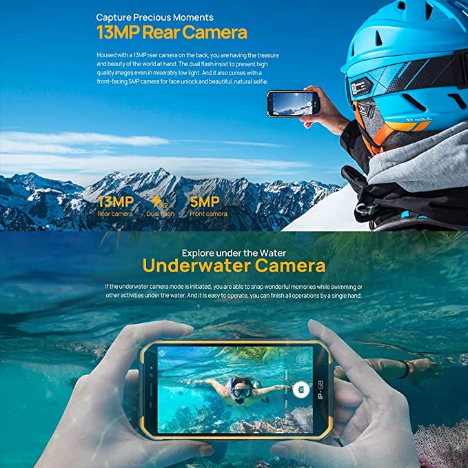 Ulefone Rugged Smartphone Canada Armor X6 Pro Android 12 Quad-core 4GB+32GB IP68 Waterproof Cell Phone Unlocked, 13MP+5MP Dual Camera 5.0 inch Screen 4000mAh Battery Dual SIM 4G Rugged Phone -Orange