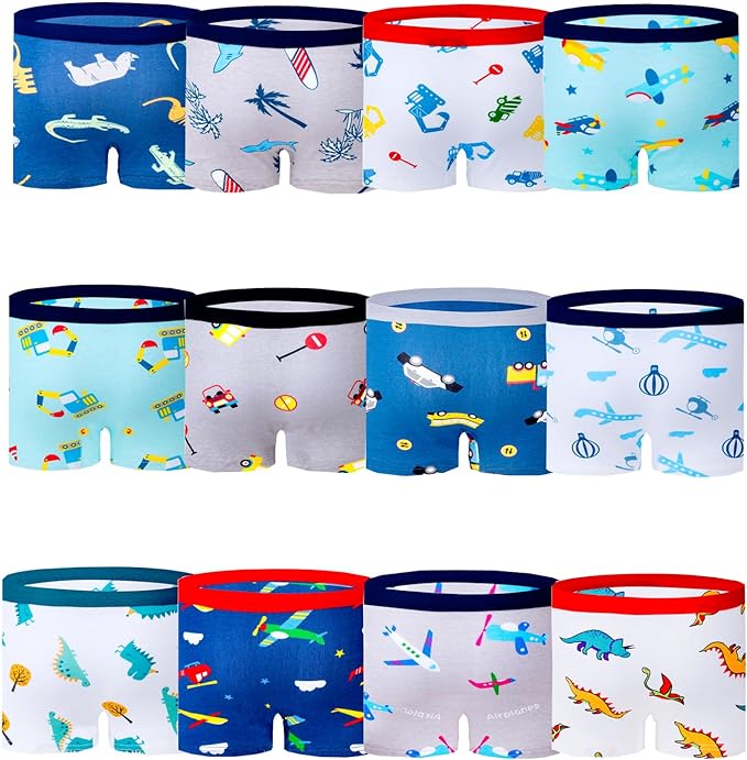 Kids underwear Strong seams for added strength and durability.Boys Cotton Boxer Brief Underwear Pack of 12