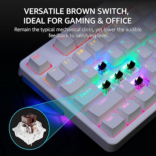 , V500Pro supports sinking format (low profile) that has lower keycaps and noise for productive typing,  Customizable Rainbow RGB Backlit, Multimedia Hotkeys, Removable Top Case, USB-C, Heavy Duty, 2024 Edition, Brown Switch