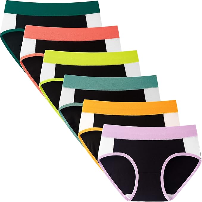 These teens underwear feature a mid-waist design, offering a better hip wrap effect and ensuring a better body fit, Girls Cotton Underwear Comfy Mid Rise Panties Breathable Briefs