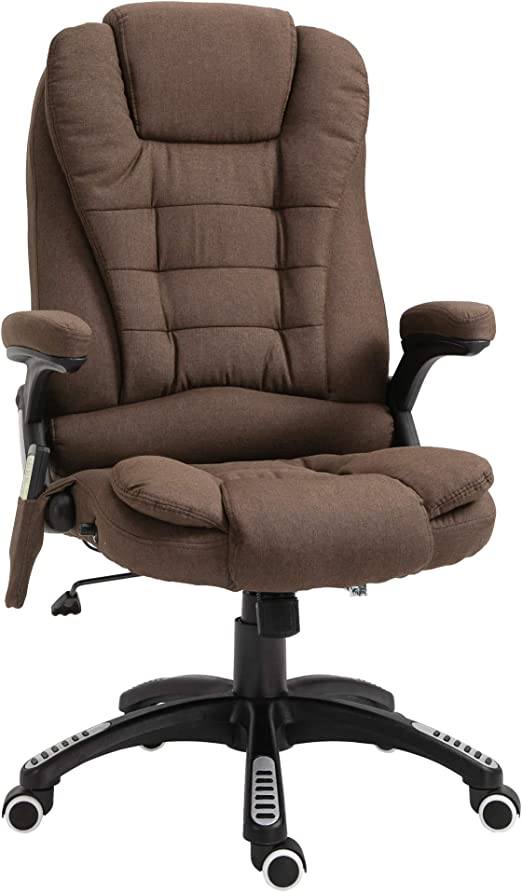 Office Desk Chair with Massage Lumbar Support, Vintage Style Armchair PU Leather E-Sports Chair with Retractable Footrest