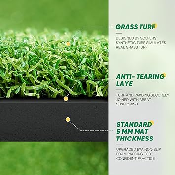 whether at home or outdoors, saving a lot of money and time . It's the perfect golf training aid for you and all golf lovers.  5x4ft Artificial Golf Turf Practice Mat for Outdoor & Indoor Training