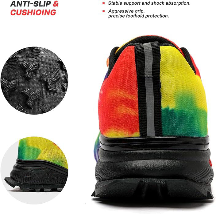 SIZE 12 Sneakers for Men Rainbow Colors Tennis Cross Training Shoe Mens Casual, The Anti-Slip rubber Sole featuring an aggressive grip, is a very durable sole