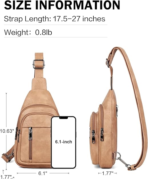 Vegan Leather - Adjustable Sling Backack for Travel Unisex,  designed to provide convenient storage options. It comes with two main compartments
