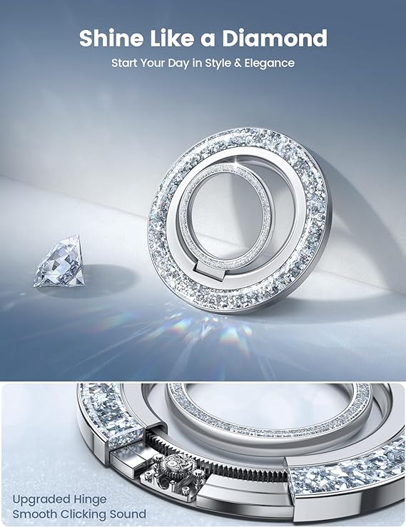 our phone grip is not only a practical phone stand and grip, but also a lovely addition to spurce up your phone, Magnetic Phone Ring Holder for MagSafe - 2024 Stylish Twinkle Phone Grip, Tick Tock 360°Mechanical Rotating Cell Phone