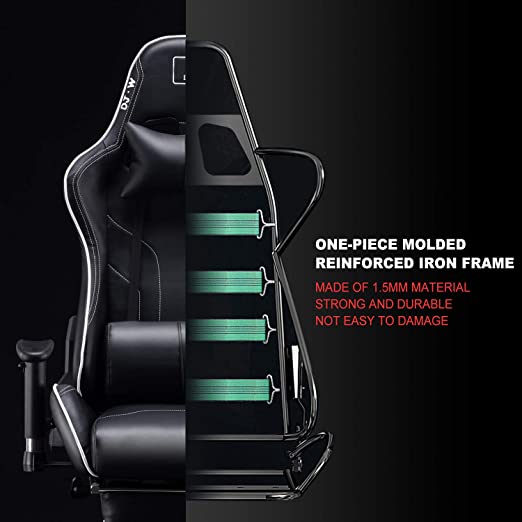 Gaming Chair Racing Style Recliner with Footrest - Pocket Spring Breathable Cushion High Back PC Computer Desk Office Chair - Lumbar Support Headrest