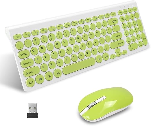 Silent click wireless mouse will allow you to do your job without disturbing others.Wireless USB Mouse and Computer Keyboard Set, Compact and Silent for Windows Laptop, Desktop, PC- Grass Green
