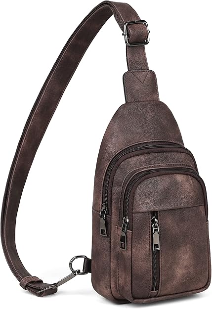 The adjustable straps of the leather sling bag make it versatile and can be used as a small crossbody purse,Adjustable Sling Backack for Travel Vegan leather UniSex
