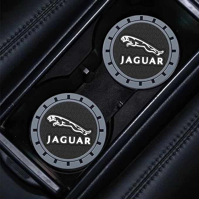 Car Cup Holder Coasters, Silicone Car Coasters, 2PCS for Jaguar , cup holders are of excellent grip that can prevent the cup from sliding, and help reduce the noise caused by the cup sliding while driving.