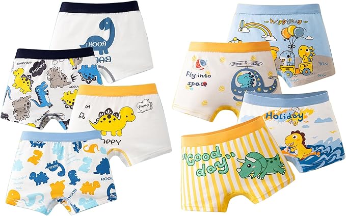 design with cute dinosaur pattern for little dino funs, Toddler Little Boys Underwear Pack of 8