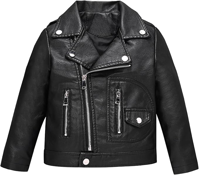 stylish and edgy look for any occasion. Versatile Outerwear: Perfect for spring and autumn, Girls Faux Leather Jacket for Kids Motorcycle Biker Leather Jackets PU Spring Autumn Outerwear