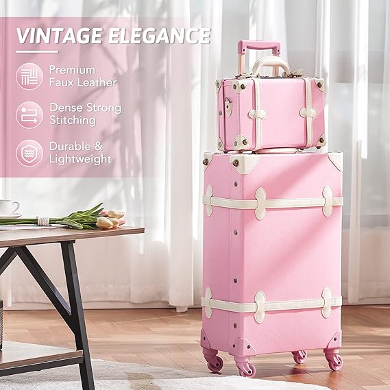 Perfectly organized pockets inside suitcase for better storage and security, Suitcase with Spinner Wheels TSA Lock and Carry On Briefcase