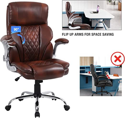 Big and Tall Office Chair Wide Spring Seat Executive Office Chair Back Support Home Office Desk Chair for Heavy People Computer PU Leather Chair with Heavy Duty Casters 360 Swivel Chair