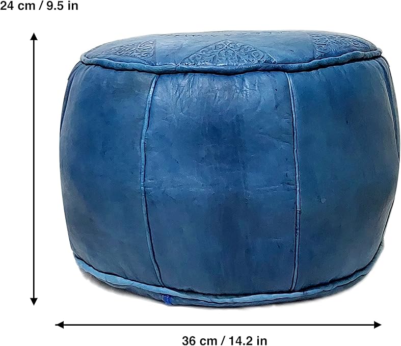 Real Leather with high quality tanning and strong stitching.Moroccan Handmade Real Leather Pouf, Ottoman