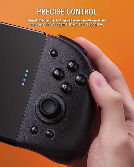 Diamond textured grip of our switch handheld controller has good anti-slip performance, Luminous Switch Controller Compatible with Switch/OLED, Ergonomic Joypad Controller for Handheld Mode