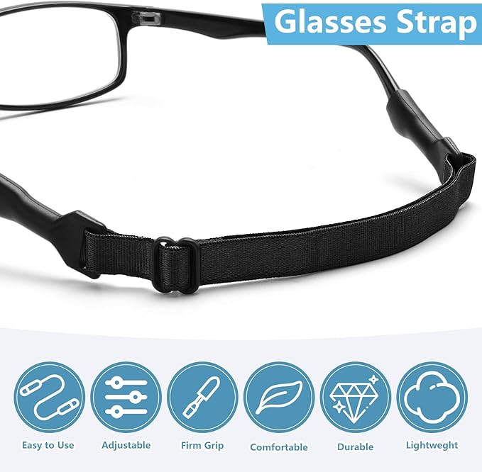 It empowers you to effortlessly adjust its length within the expansive range of 7.87 to 13 inches, suitable for the glasses leg frame width of 0.05 - 0.2 inches(Almost all frames of eyeglasses)