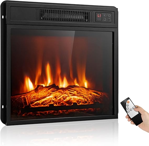 efficiency heating system that provides 5,000 BTU heat output, this fireplace will keep you warm and cozy in cold weathers,3 LED Flame Effects, Remote Control & 6H Timer, Overheating Protection