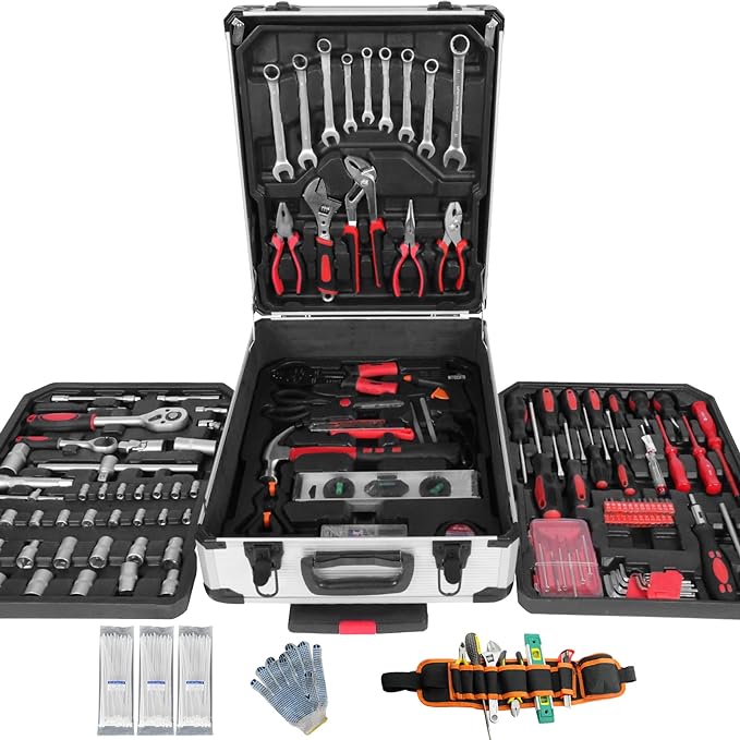 Tools Set for Homeowner, Hand Tool Kit with Carrying Tool Box,  Magnetic Screwdriver Set