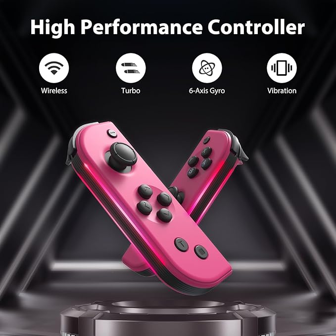 these Joypad controllers are the ideal replacement for your original ones. They also make an excellent gift choice for avid Switch gamers, Led Joypads Controller for Switch/OLED/Lite,Switch Joypad Support Wake-Up Function,