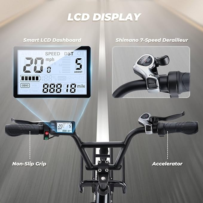 Unleash freedom with a 48V 10.4Ah large capacity battery, offering a remarkable 80km (50miles) long range in pedal-assist modeL, Bike for Adults, 26