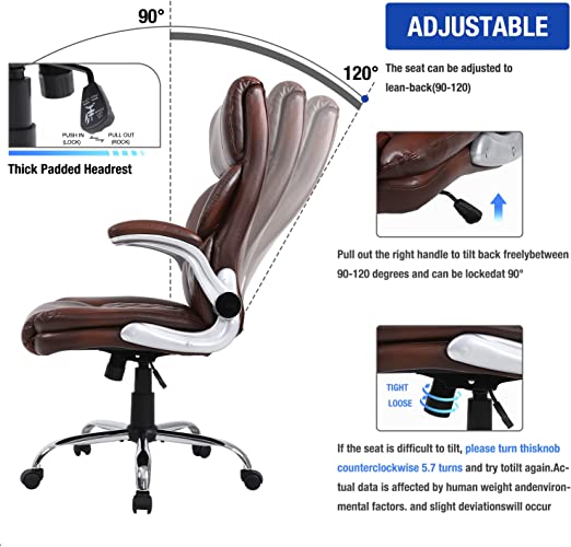 Big and Tall Office Chair Wide Spring Seat Executive Office Chair Back Support Home Office Desk Chair for Heavy People Computer PU Leather Chair with Heavy Duty Casters 360 Swivel Chair