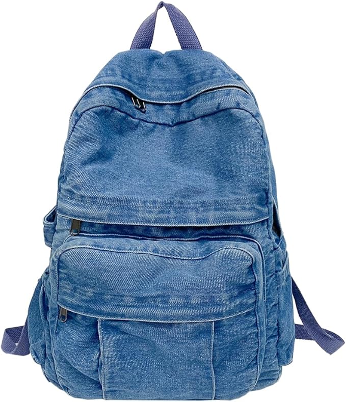 Our travel laptop backpack is equipped with additional pockets,Backpack for Women Retro Jeans Backpack Lightweight Casual Shoulder Bag , Denim