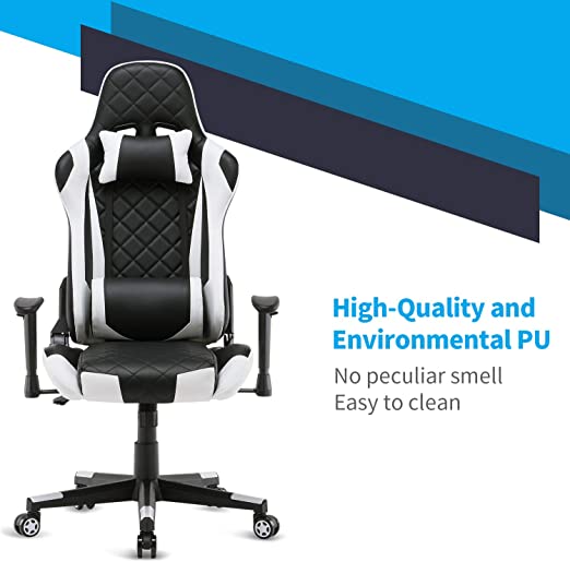 Gaming Chair, High-Back Gaming Chair, Executive Swivel Rolling Chair Headrest and Lumbar Support back