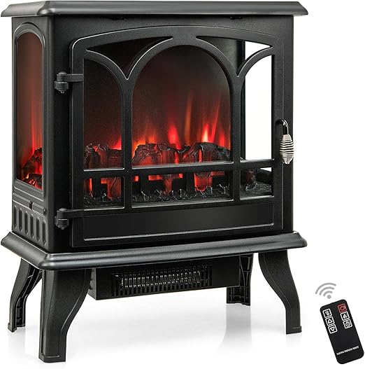 this electric fireplace stove will keep you warm and cozy in cold weather. And the built-in thermostat ensures that your room stays at the right temperature.
