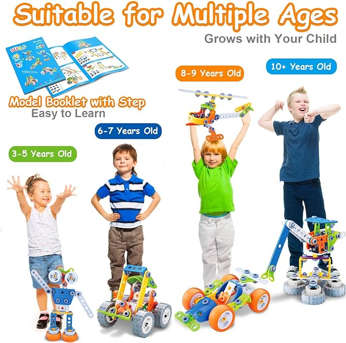 different kinds of structure and enhance your kids' Science, Technology, Engineering,  Building Toys for Kids Ages 4-5-6-7-8, Educational Stem Construction Toys Set Creative Learning Resources Games for Boy Girls