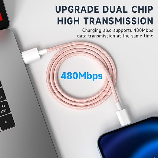 This iPhone Charger Cable contains 4 colors (green, pink, purple, blue), Convenient for you to quickly distinguish your lightning cable from your family's by color. Braided Apple Charger Cable Compatible for iPhone 14 13 12 11 Pro Max XR XS X 8 7 Plus SE