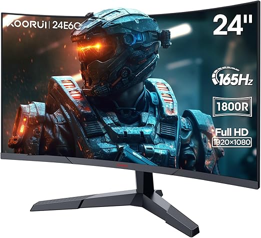 screen design of this monitor provides a more immersive and comfortable viewing experience, reducing eye strain and fatigue, Gaming Monitor 165Hz VA 1ms 1800R LED Monitors with Ultra-Thin, HDMI X2 /DP, VESA Compatible, Tilt Adjustable