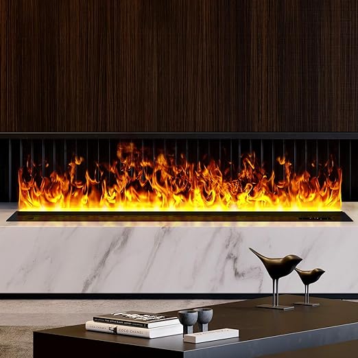 elegance and tranquility to any room, providing a cozy and inviting environment. Remote Control Electric Steam Fireplace Cracking Sound & 5ft Power Cords, Size: L31.5 x W7.87x H8.27
