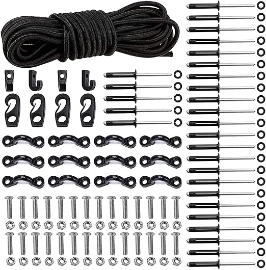 Kayak deck bungee kit can secure your accessory on your kayaks boat etc,  Hooks and Bungee Cord Hook Screws & Rivets for Kayaks Canoes Boat