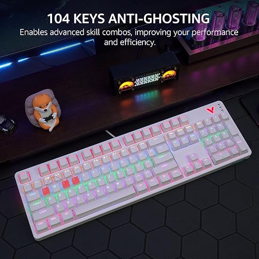, V500Pro supports sinking format (low profile) that has lower keycaps and noise for productive typing,  Customizable Rainbow RGB Backlit, Multimedia Hotkeys, Removable Top Case, USB-C, Heavy Duty, 2024 Edition, Brown Switch