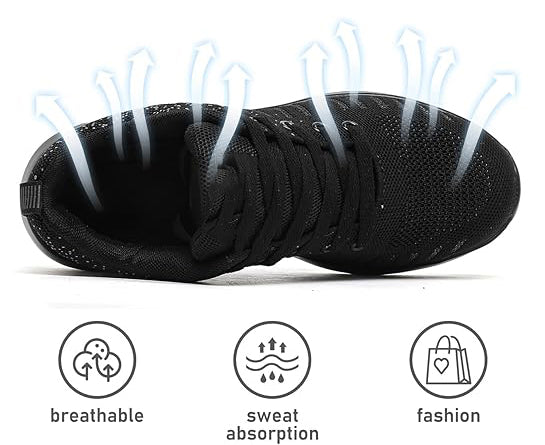 The upper fabric is made of double layer knitted fabric, which is light and breathable, keeping your feet cool and dry throughout your workout routine.  Sports Shoes Girls Fashion Athletic Breathable Mesh Upper Walking Sneakers Casual for Workout Gym