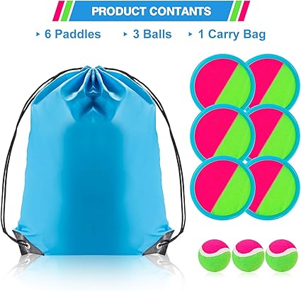 Perfect Yard Games Outdoor Toys Games for Kids, Outdoor Games, Sand Toys, Toss and Ball Set with 6 Paddles and 3 Balls,  lack of company for your kids because of busy work? This games for kids ages 4-8 can help you