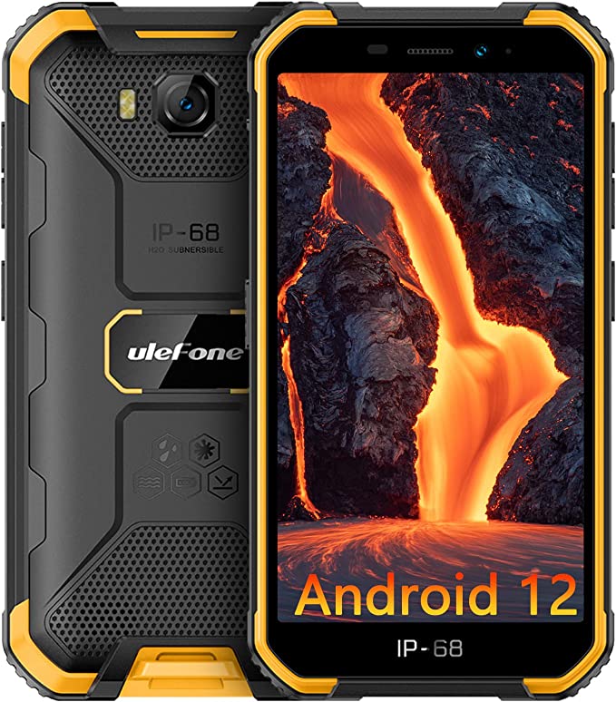 Lasted Android 12 Unlocked Rugged Phone, Ulefone Armor X6 Pro Rugged Smartphone, 8GB + 32GB, 128GB Extension 4000mAh, 5.0 inch, 13MP + 5MP, IP68 Waterproof Cell Phone, 4G Dual SIM- Black