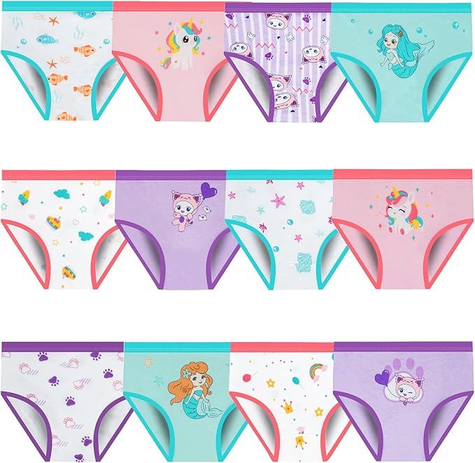 Machine wash, easy to wash, bring joy to girls. 12 Packs, Cute Design Girls Pantie: 12 style different girls briefs, bring joy to girls.