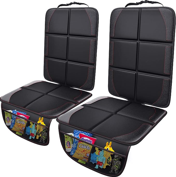 Large Waterproof Car Seat Protector This slits design leaves latch system access to accommodate anchor + seat belts. The cushion is durable and efficient to prevent indents, imprints and scratches from toys and pets’ paws on leather and cloth surface
